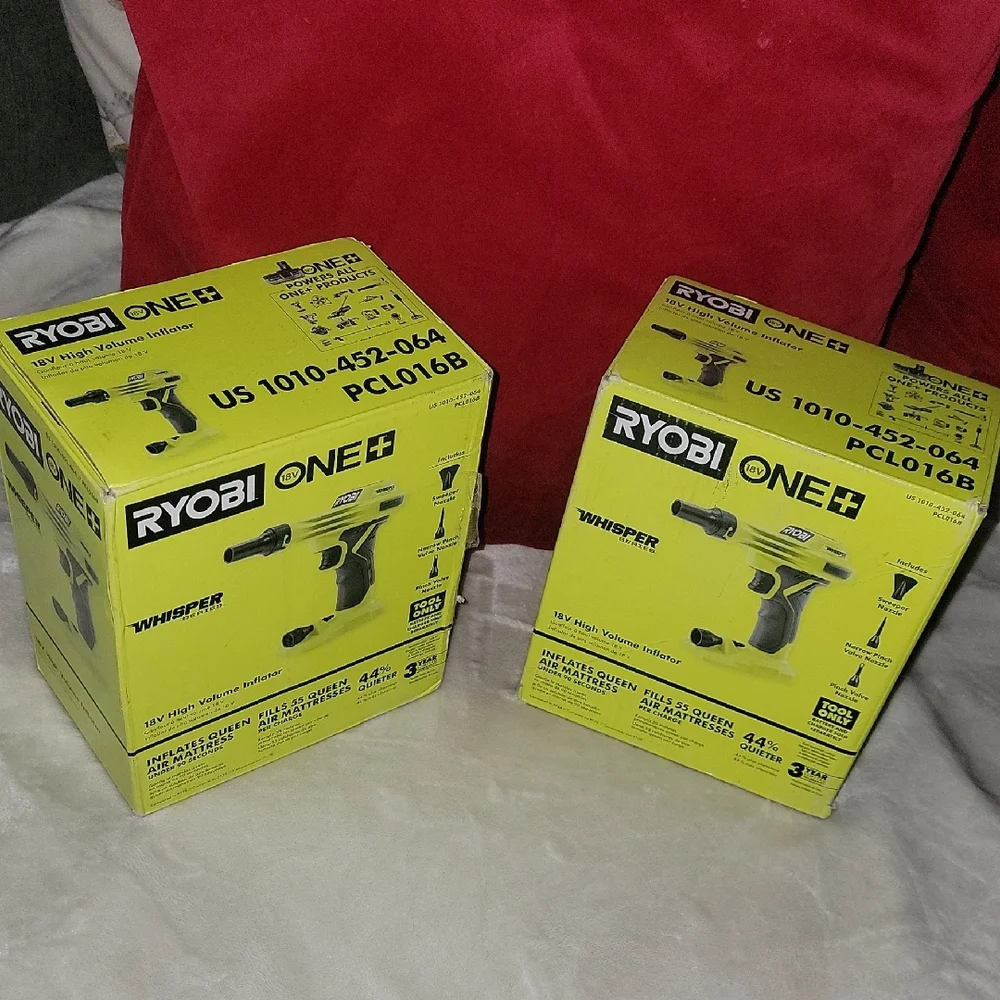 2 Box RYOBI ONE+ 18V Whisper High Volume Inflator - Yellow/Black (Two Boxes) - Picture 2 of 16